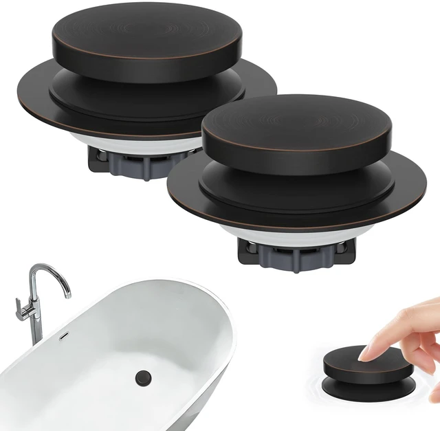 Main image of 2 Pack 3 in 1 Metal Bathtub Drain Stopper, Bathtub Hair Catcher Universal Pop Up Tub Stopper, Removable & Anti-Clogging Filter Basket, Fit 1.5''-2.4'' Drain, Brass Core, Oil-Rubbed Bronze