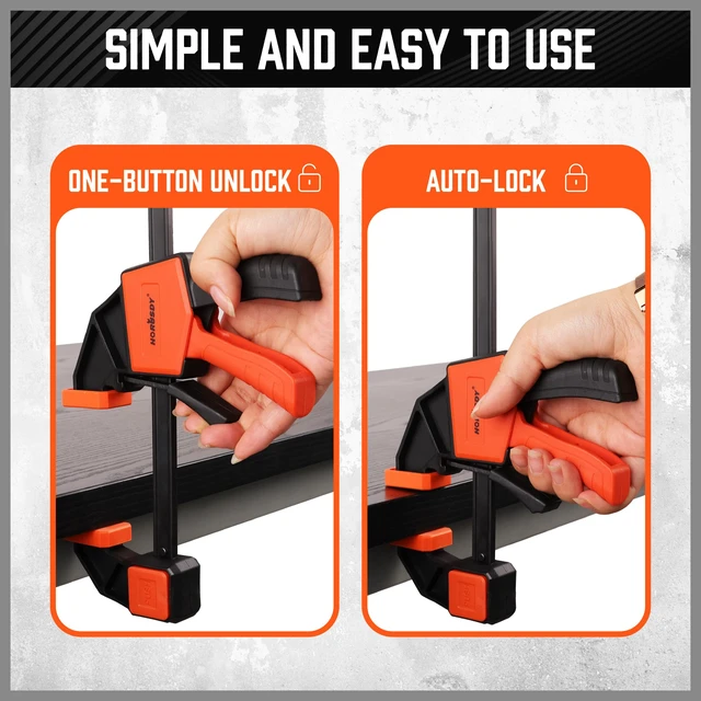 Alt view image 5 of 7 - 12'' Bar Clamps for Woodworking, 2PCS Quick F Wood Working Clamps Sets, with 150 LBS Load Limit