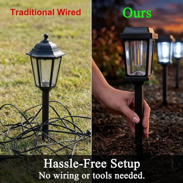 Alt view image 3 of 7 - 12 Pack Solar Lights Outdoor Pathway, Modern Solar Garden Lights, Waterproof Auto On/Off LED Outdoor Solar Lights for Yard, Landscape Path, Walkway, Driveway Décor