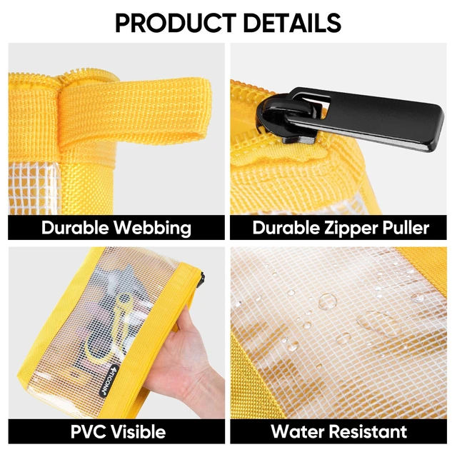 Alt view image 2 of 7 - Tool Pouch, 1680D Oxford Small Tool Bag, Tool Pouches with Zipper, Clear Utility Bag Zipper Pouch for Tool Organizers and Storage (3PK Combo)