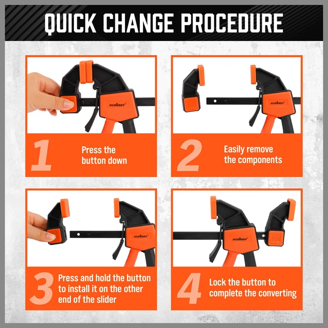 Alt view image 6 of 7 - 12'' Bar Clamps for Woodworking, 2PCS Quick F Wood Working Clamps Sets, with 150 LBS Load Limit