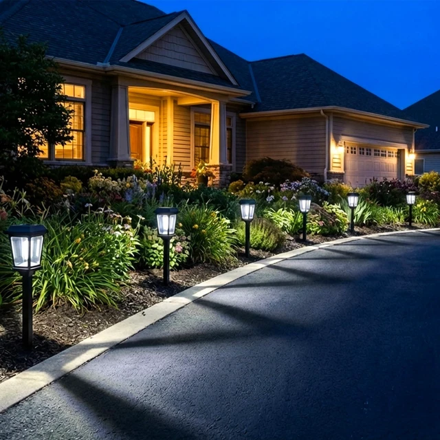 Alt view image 2 of 7 - Solar Pathway Lights Outdoor LED Garden Lights for Yard Walkway Driveway Auto On Off 6000K Cool White Waterproof Solar Lights For Outdoor Yard Landscape Path Lawn Décor, 810Hours, 8 Pack