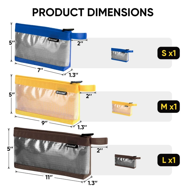 Alt view image 4 of 7 - Tool Pouch, 1680D Oxford Small Tool Bag, Tool Pouches with Zipper, Clear Utility Bag Zipper Pouch for Tool Organizers and Storage (3PK Combo)