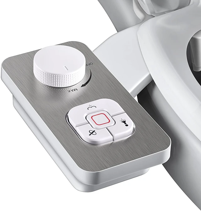 Main image of Bidet Attachment, Non-Electric Cold Water Bidet Toilet Seat Attachment with Pressure Controls, Retractable Self-Cleaning Dual Nozzles for Frontal & Rear Wash - Brushed Nickel