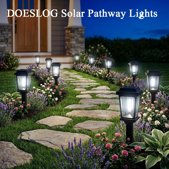 Alt view image 2 of 7 - 12 Pack Solar Lights Outdoor Pathway, Modern Solar Garden Lights, Waterproof Auto On/Off LED Outdoor Solar Lights for Yard, Landscape Path, Walkway, Driveway Décor