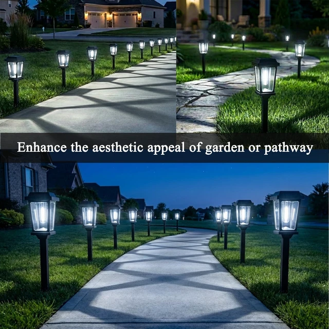Alt view image 6 of 7 - 12 Pack Solar Lights Outdoor Pathway, Modern Solar Garden Lights, Waterproof Auto On/Off LED Outdoor Solar Lights for Yard, Landscape Path, Walkway, Driveway Décor