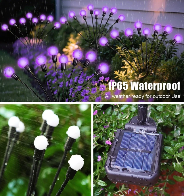 Alt view image 4 of 7 - Solar Garden Lights Outdoor Waterproof, Swaying Firefly Light, Garden Decor 4 Pack Solar Firefly Lights, Auto On/Off Decor for Yard, Patio, Pathway and Lawn, Gifts for Women, Christmas Decor (Purple)