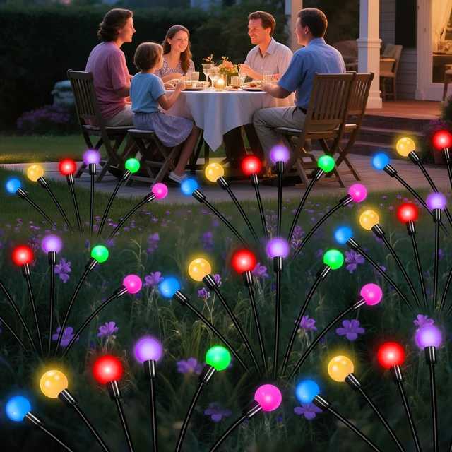 Alt view image 2 of 7 - Solar Garden Lights Outdoor Waterproof, Swaying Firefly Light, Garden Decor 4 Pack Solar Firefly Lights, Multicolor Changing Decor for Yard, Patio, Pathway and Lawn, Gifts for Women, Christmas Decor
