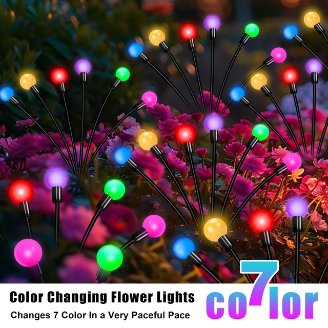 Alt view image 3 of 7 - Solar Garden Lights Outdoor Waterproof, Swaying Firefly Light, Garden Decor 4 Pack Solar Firefly Lights, Multicolor Changing Decor for Yard, Patio, Pathway and Lawn, Gifts for Women, Christmas Decor