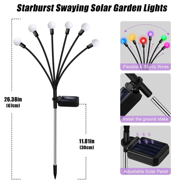 Alt view image 6 of 7 - Solar Garden Lights Outdoor Waterproof, Swaying Firefly Light, Garden Decor 4 Pack Solar Firefly Lights, Multicolor Changing Decor for Yard, Patio, Pathway and Lawn, Gifts for Women, Christmas Decor