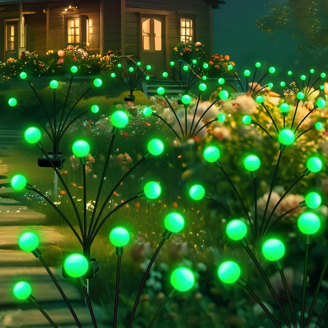 Main image of Solar Garden Lights Outdoor Waterproof, Swaying Firefly Light, Garden Decor 4 Pack Solar Firefly Lights, Auto On/Off Decor for Yard, Patio, Pathway and Lawn, Gifts for Women, Christmas Decor (Green)