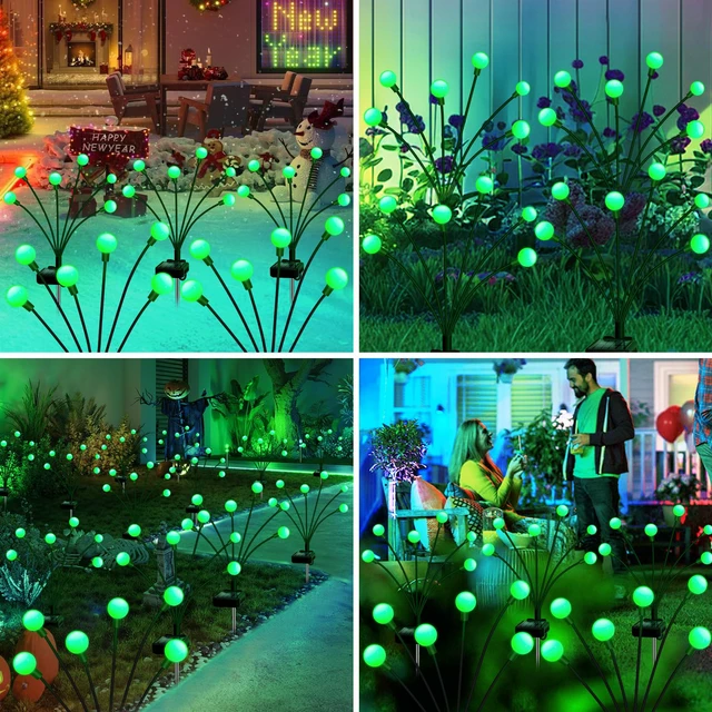 Alt view image 6 of 7 - Solar Garden Lights Outdoor Waterproof, Swaying Firefly Light, Garden Decor 4 Pack Solar Firefly Lights, Auto On/Off Decor for Yard, Patio, Pathway and Lawn, Gifts for Women, Christmas Decor (Green)