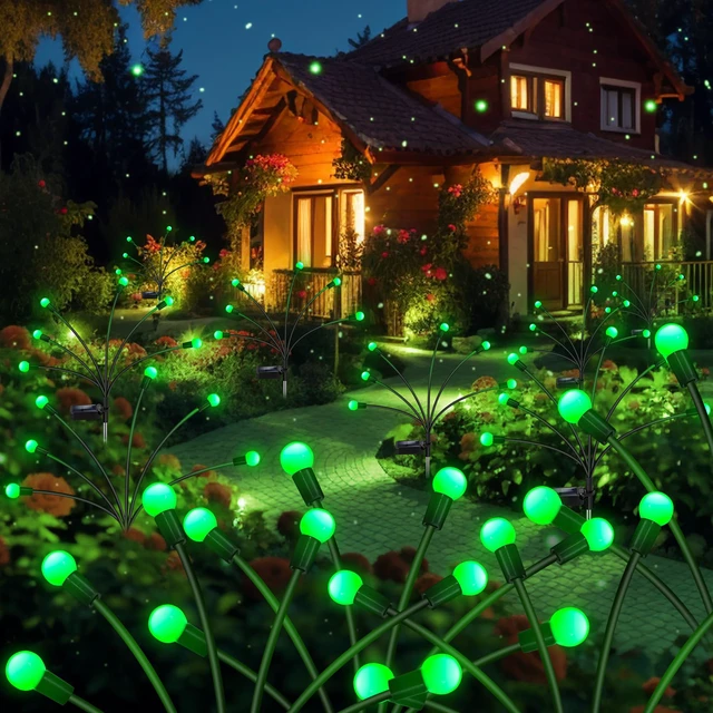 Alt view image 7 of 7 - Solar Garden Lights Outdoor Waterproof, Swaying Firefly Light, Garden Decor 4 Pack Solar Firefly Lights, Auto On/Off Decor for Yard, Patio, Pathway and Lawn, Gifts for Women, Christmas Decor (Green)