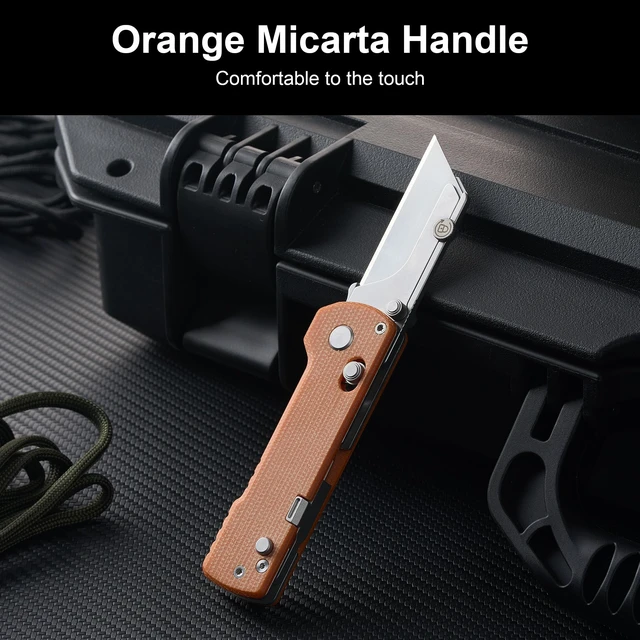 Alt view image 7 of 7 - U1 Pro Multitool Folding Utility Knife with Folding Screwdriver Quick Change Blade EDC Utility Knife with Secure Rail Lock & Pocket Clip for Men & Women (Orange Micarta)