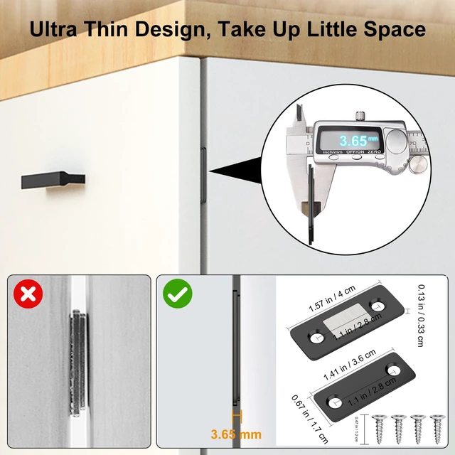 Alt view image 4 of 7 - Cabinet Magnetic Catch 8 Pack Ultra Thin Cabinet Door Magnets Stick on Drawer Magnets Cabinet Latch Magnetic Closures for Cabinets Kitchen Closet Door Closing Magnetic Door Catch Closer