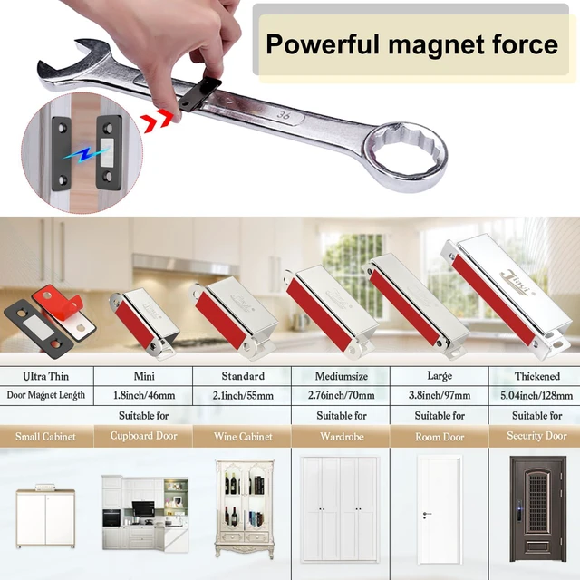Alt view image 6 of 7 - Cabinet Magnetic Catch 8 Pack Ultra Thin Cabinet Door Magnets Stick on Drawer Magnets Cabinet Latch Magnetic Closures for Cabinets Kitchen Closet Door Closing Magnetic Door Catch Closer
