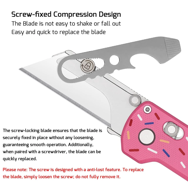 Alt view image 3 of 7 - U1 Pro Multitool Folding Utility Knife with Screwdriver Quick Change Blade EDC Utility Knife with Secure Rail Lock & Pocket Clip for Men Women (Doughnut)