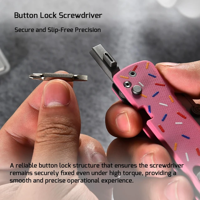 Alt view image 4 of 7 - U1 Pro Multitool Folding Utility Knife with Screwdriver Quick Change Blade EDC Utility Knife with Secure Rail Lock & Pocket Clip for Men Women (Doughnut)