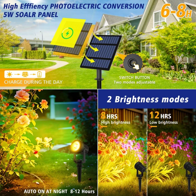 Alt view image 2 of 7 - Solar Spot Lights Christmas 6-in-1 Outdoor Warm White 3000K for Tree Lawn Driveway Pathway Halloween