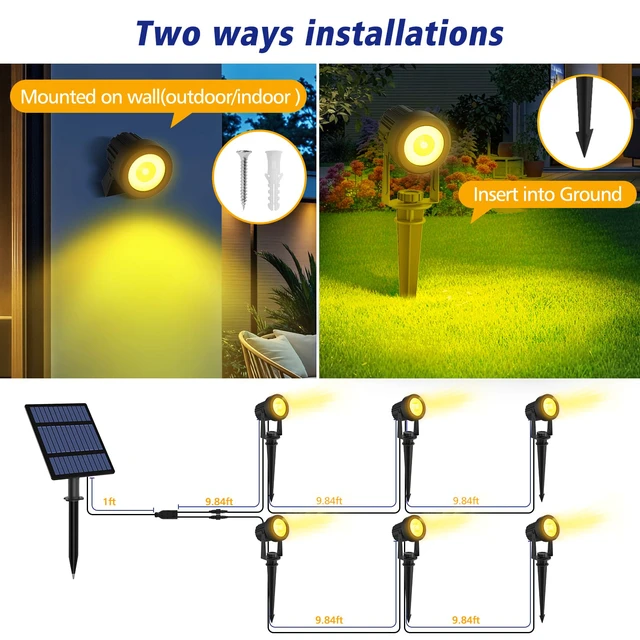 Alt view image 5 of 7 - Solar Spot Lights Christmas 6-in-1 Outdoor Warm White 3000K for Tree Lawn Driveway Pathway Halloween