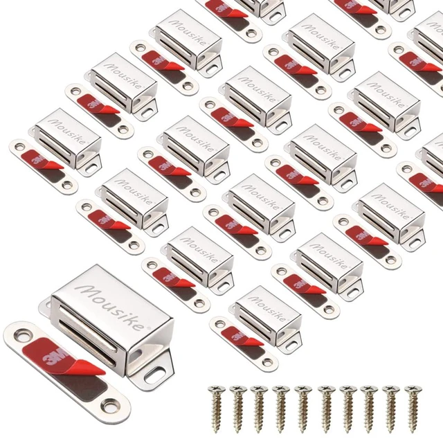 Main image of Cabinet Magnets 30lb Strong Catch for Kitchen Cupboard Door 20Pack Strong 30lb magnetic hold keeps cabinet,cupboard,wardrobe,closet,and drawer doors securely closed,easy install,Silver