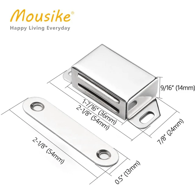 Alt view image 2 of 7 - Cabinet Magnets 30lb Strong Catch for Kitchen Cupboard Door 20Pack Strong 30lb magnetic hold keeps cabinet,cupboard,wardrobe,closet,and drawer doors securely closed,easy install,Silver