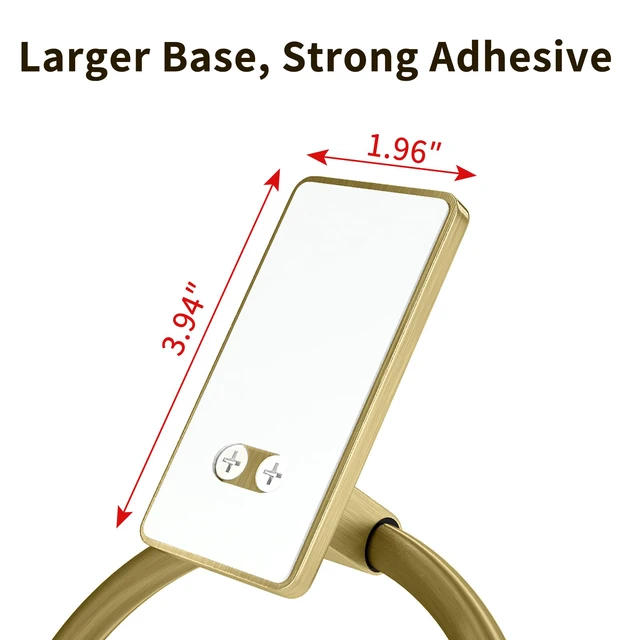 Alt view image 6 of 6 - Gold Towel Ring for Bathroom, Adhesive Hand Towel Holder for Bathroom, Kitchen, No Drill
