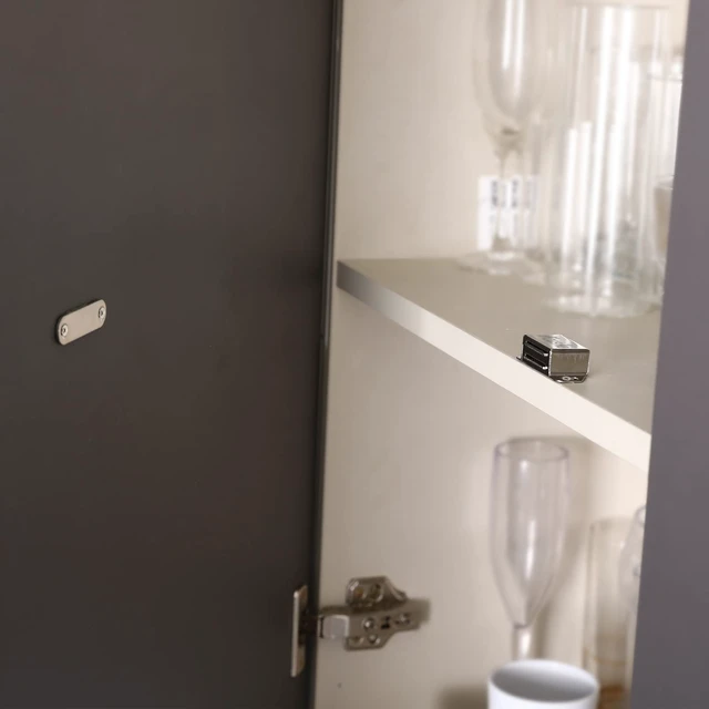 Alt view image 5 of 7 - Cabinet Magnets 30lb Strong Catch for Kitchen Cupboard Door 20Pack Strong 30lb magnetic hold keeps cabinet,cupboard,wardrobe,closet,and drawer doors securely closed,easy install,Silver