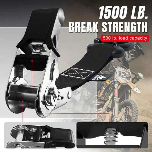 Alt view image 2 of 7 - 1500 lbs Break Strength Ratchet Tie Down Straps Set,1" x 15' Heavy Duty Ratchet Straps with Coated S Hook, Fits for Moving Appliances Motorcycle ATV Truck, Black