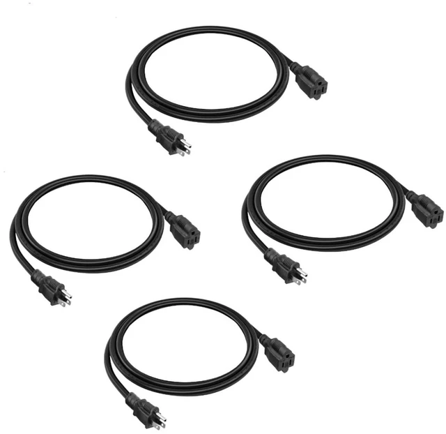 Main image of 4 Pack 3FT 16AWG SJTW Heavy Duty 3 Prong ETL Extension Cord Indoor Outdoor NEMA 5-15P to NEMA 5-15R, Indoor and Outdoor Use, ETL Listed
