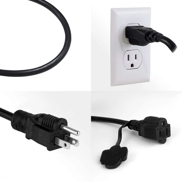 Alt view image 6 of 6 - 4 Pack 3FT 16AWG SJTW Heavy Duty 3 Prong ETL Extension Cord Indoor Outdoor NEMA 5-15P to NEMA 5-15R, Indoor and Outdoor Use, ETL Listed
