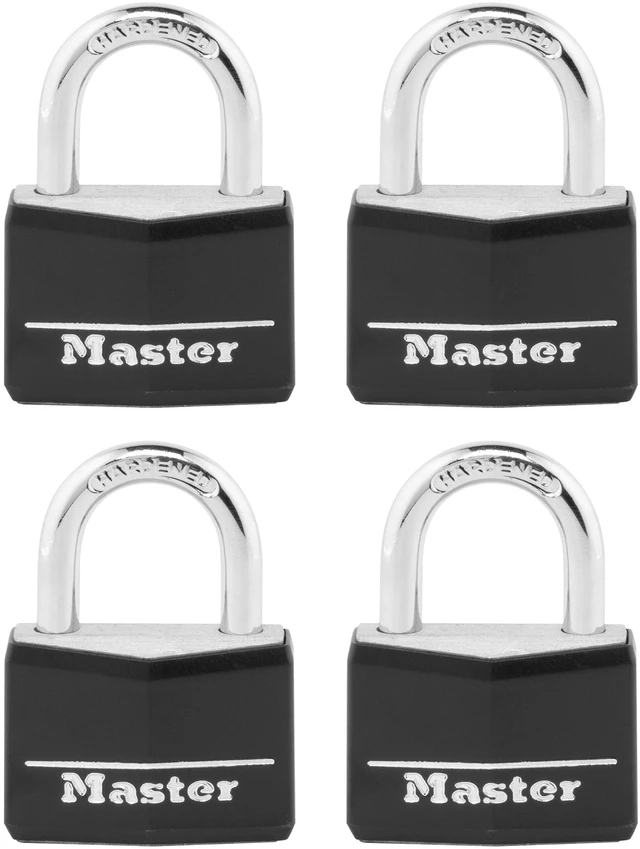 Main image of 141Q Covered Aluminum Keyed Padlock, 4 Pack, Black