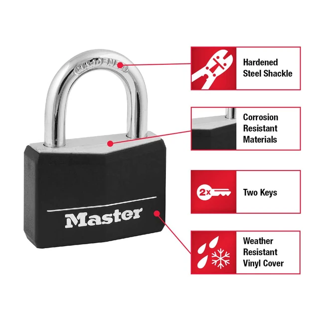 Alt view image 4 of 7 - 141Q Covered Aluminum Keyed Padlock, 4 Pack, Black