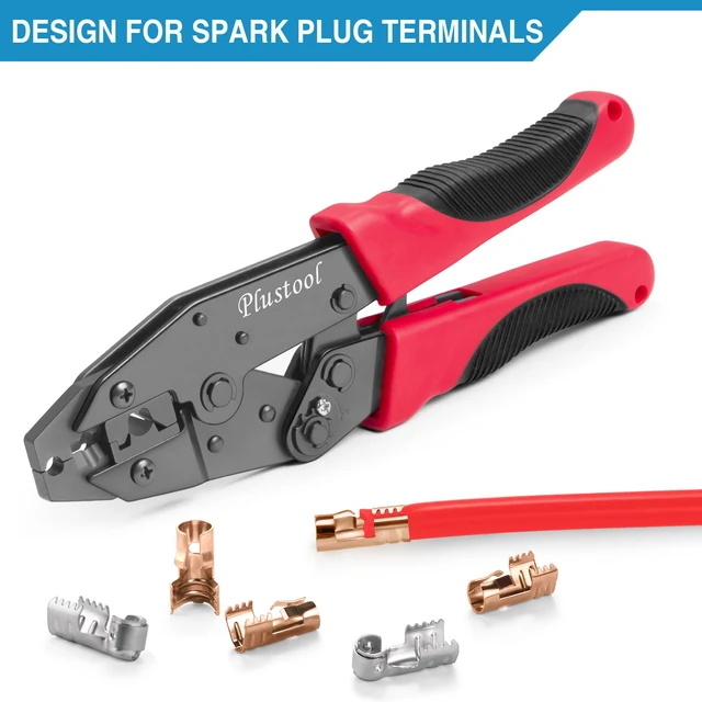 Alt view image 3 of 7 - Crimping Tool for Spark Plug Ignition Wire, 8.5mm Ratchet Spark Plug Wire Crimper - Crimping Pliers - Electrical Terminal Crimping Tool