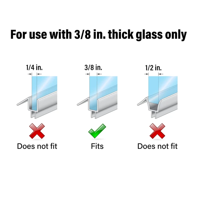 Alt view image 2 of 6 - M 6258 Frameless Shower Door Bottom Seal for 3/8 in. Thick Glass Doors Stop Shower Leaks and Create a Water Barrier, 36 in., Clear Vinyl (Single Pack) (Pack of 2)