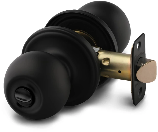 Main image of Privacy Interior Door Knob ANSI Grade-3 Certified, Modern Heavy Duty Handle, Easy Install and Reversible for Bedroom, Bathroom and Closets Matte Black (1 Pack)
