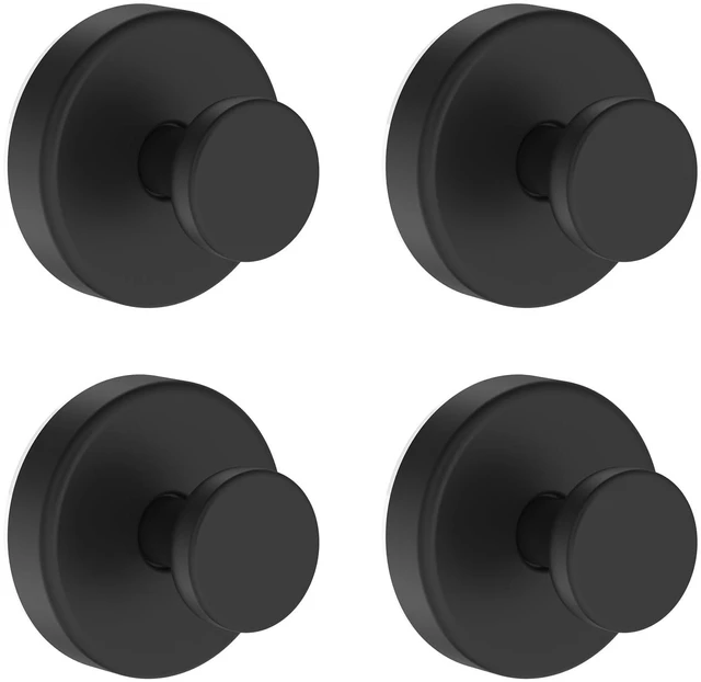 Main image of Suction Cup Hooks for Shower, Removable Towel Hooks for Bathroom Window Glass Door Wall, Bath Robe Looafh Hook for Hanging - 4 Pack, Black