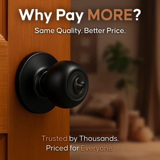 Alt view image 6 of 7 - Privacy Interior Door Knob ANSI Grade-3 Certified, Modern Heavy Duty Handle, Easy Install and Reversible for Bedroom, Bathroom and Closets Matte Black (1 Pack)