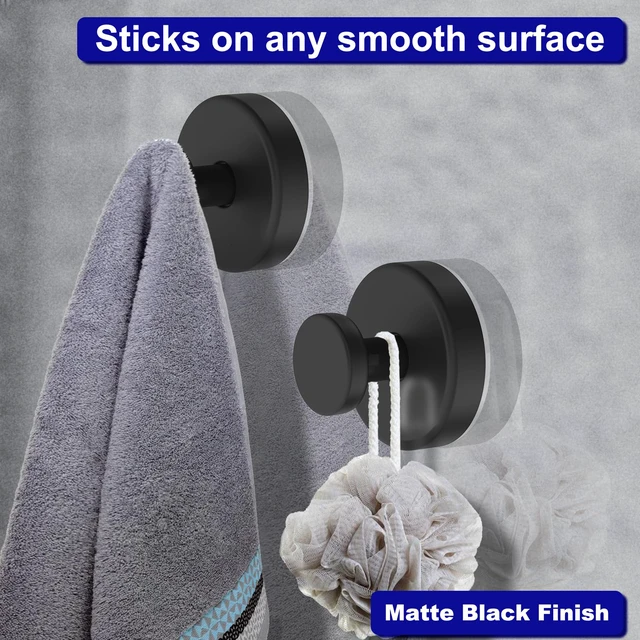 Alt view image 7 of 7 - Suction Cup Hooks for Shower, Removable Towel Hooks for Bathroom Window Glass Door Wall, Bath Robe Looafh Hook for Hanging - 4 Pack, Black