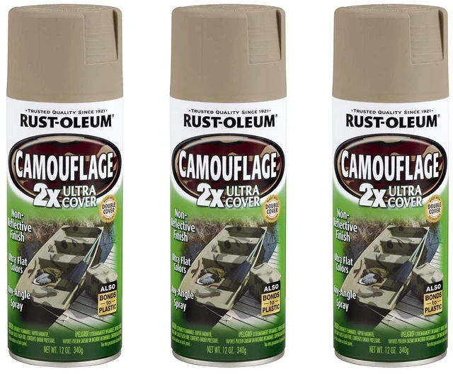 Main image of Camouflage 2X Ultra Cover Khaki Spray Paint Non-Reflective Finish, Outdoor Concealment, Hunting Blinds And Equipment, Multi-Surface Coverage, 12 Oz