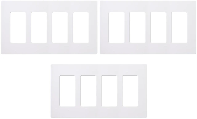 Main image of Claro Light Switch Cover Plate, 4 Gang Wallplate, Rocker Light Switch Cover, Screwless Plate For Outlets, Gloss, CW-4-WH-3, White, 3 Pack