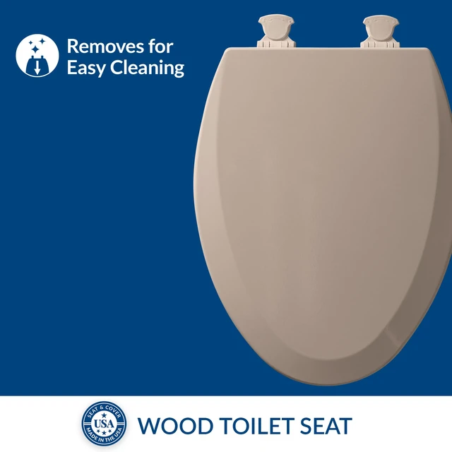 Alt view image 2 of 6 - 1500EC 068 Toilet Seat with Easy Clean & Change Hinges, 2 Pack Elongated, Fawn Beige
