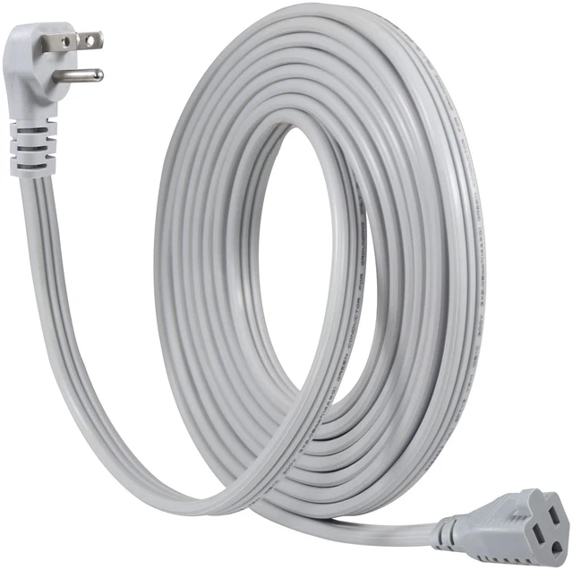 Main image of Appliance Power Extension Cord - 3 Prong Flat Wire SPT-3 14 AWG Heavy Duty Male to Female Extender Low Profile Grounded Cable for Major AC Unit, Air Conditioner, Refrigerator (15 Feet)