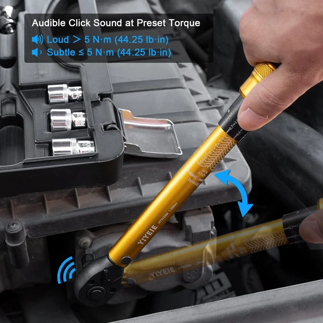 Alt view image 2 of 7 - 1/4 Inch Drive Bike Torque Wrench, 1-25 Nm (10-222.5 in.lb) 27 PCS Click Bicycle Torque Wrench with Bit Sockets, 0.1 Nm Micro, 72-Tooth Ratchet, 3/8 Adapter, for MTB, E-Bike, Motorcycle