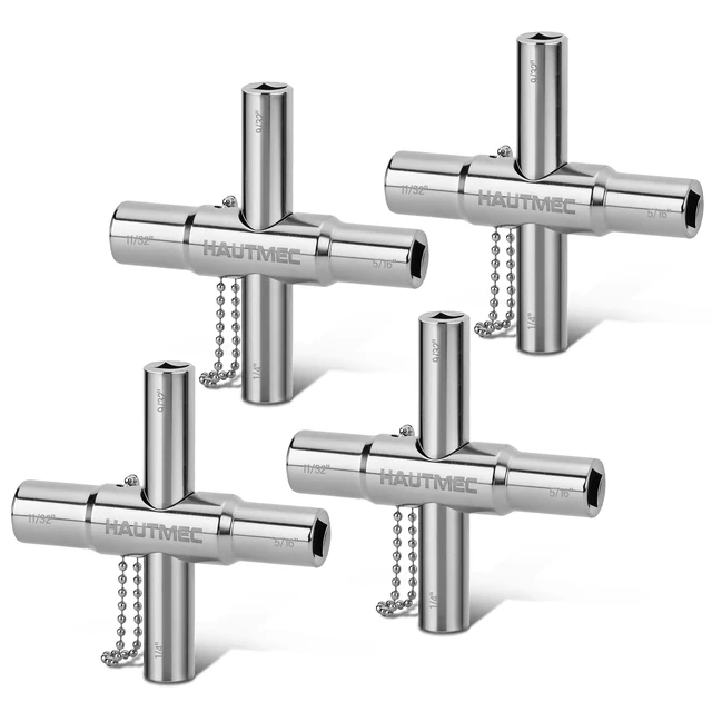 Main image of 4pcs 4 Way Sillcock Water Key Faucet Valve Tool Spigot Key 1/4", 9/32", 5/16", 11/32" PL0028-4
