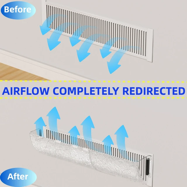 Alt view image 5 of 6 - Magnetic Air & Heat Deflectors, 9"-15.5" Adjustable AC Vent Deflector with Unique Surface, Vent Redirector, for Sidewall, Ceiling Registers and Floor Vent Covers (6 Pack)