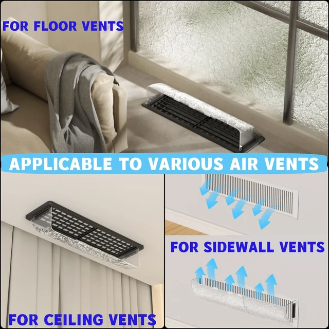 Alt view image 6 of 6 - Magnetic Air & Heat Deflectors, 9"-15.5" Adjustable AC Vent Deflector with Unique Surface, Vent Redirector, for Sidewall, Ceiling Registers and Floor Vent Covers (6 Pack)