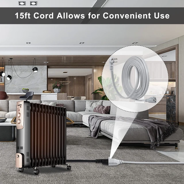 Alt view image 6 of 7 - Appliance Power Extension Cord - 3 Prong Flat Wire SPT-3 14 AWG Heavy Duty Male to Female Extender Low Profile Grounded Cable for Major AC Unit, Air Conditioner, Refrigerator (15 Feet)