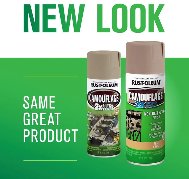 Alt view image 2 of 6 - Camouflage 2X Ultra Cover Khaki Spray Paint Non-Reflective Finish, Outdoor Concealment, Hunting Blinds And Equipment, Multi-Surface Coverage, 12 Oz