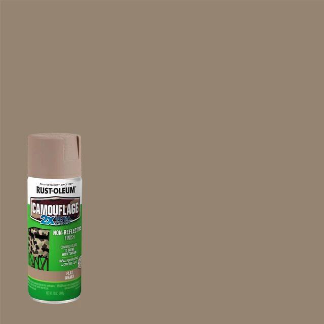 Alt view image 3 of 6 - Camouflage 2X Ultra Cover Khaki Spray Paint Non-Reflective Finish, Outdoor Concealment, Hunting Blinds And Equipment, Multi-Surface Coverage, 12 Oz